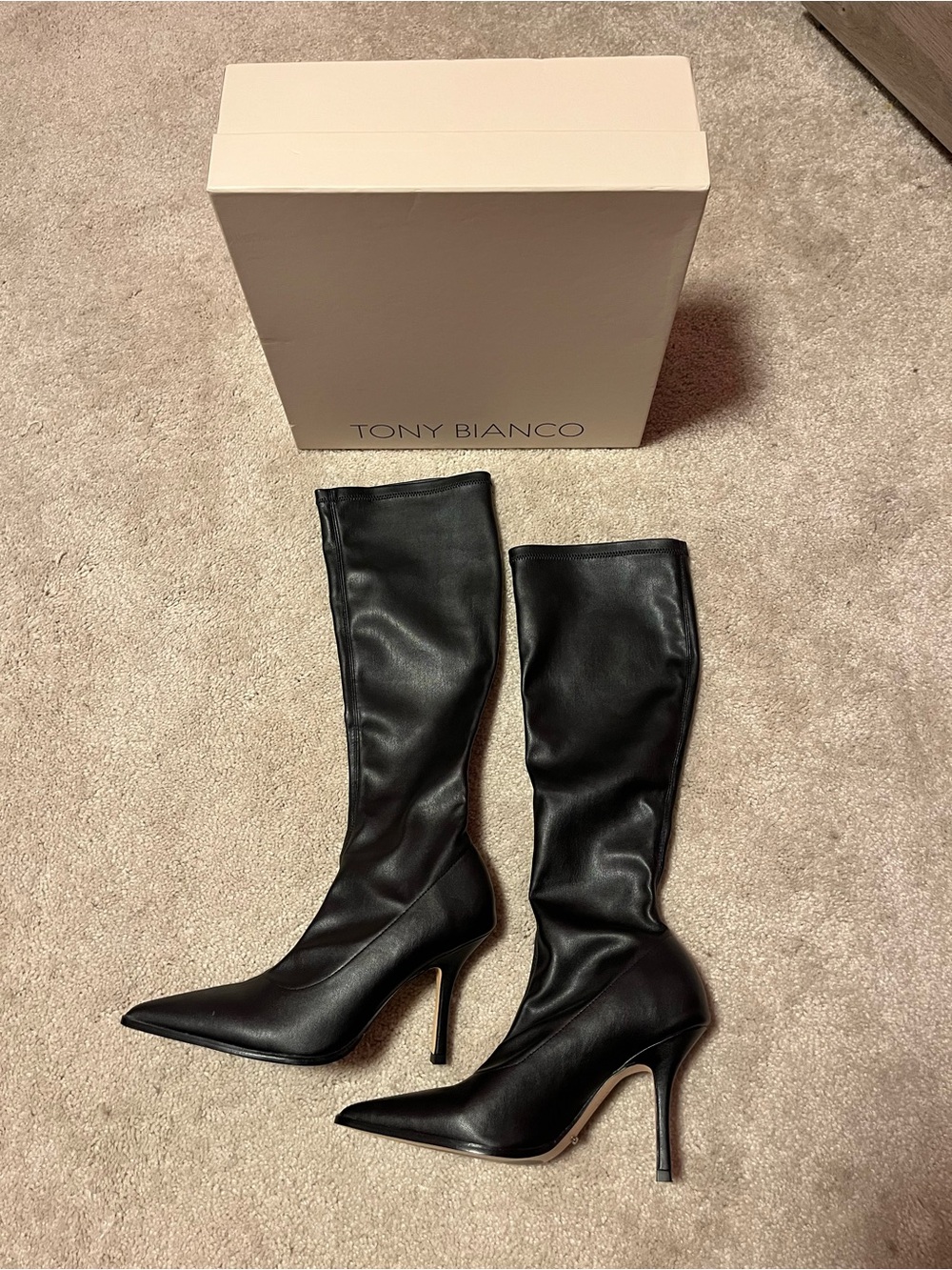 Tony Bianca Knight Black Venezia Stiletto Boots Size 7